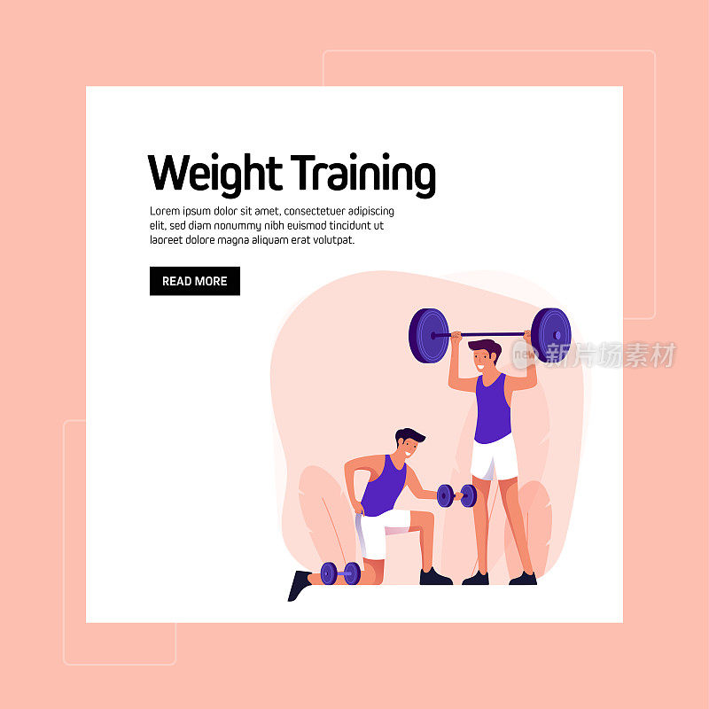 Fitness and Workout Concept Banner Design. Modern Flat Style Vector Illustration